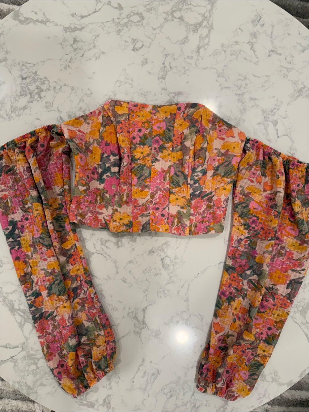 Wild Fable Floral Corset Top Off Shoulder Peasant Blouse